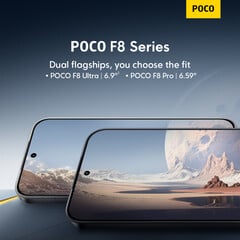 Poco F8 Pro 将比 Poco F8 Ultra 小得多。(图片来源：小米）