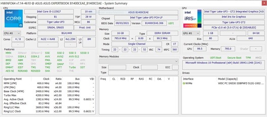 华硕ExpertBook B1 B1400 - CPUz