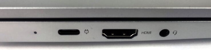 左边：1个USB 3.2 Type-C（带Power Delivery和DisplayPort），1个HDMI，1个音频/麦克风组合端口（3.5毫米插孔）。