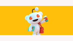 Reddit Pro 的宣传图，黄色背景下是该平台的吉祥物 Snoo。(图片来源：Reddit）