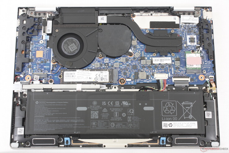 EliteBook 8 Flip G1i 13 显示一个 M.2 2280 SSD 插槽、可拆卸 WLAN 模块和可选 WAN 插槽。内存已焊接