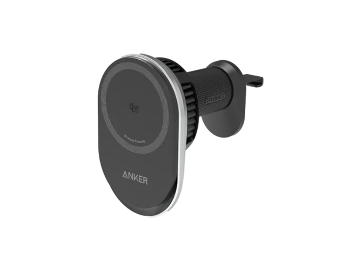 Anker Prime 无线车载充电器的最新图片，黑色/银色配色。(图片来源：Anker）