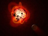 一幅描绘原行星及其卫星的艺术插图。
