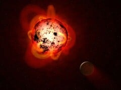 一幅描绘原行星及其卫星的艺术插图。