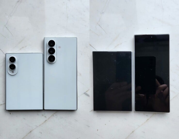 泄露的Galaxy Z Fold 8(加宽款)和 Fold 8 Ultra 设计款。