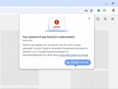 Chrome 浏览器将在检测到数据泄露时自动更改密码。(图片来源：谷歌）