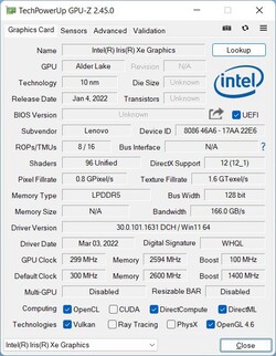 GPU-Z。Iris Xe Graphics G7