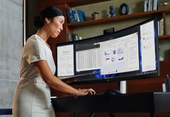 惠普最新推出的 49 英寸显示器配备了可伸缩网络摄像头。