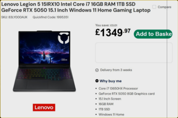联想Legion 5 规格和价格（图片来源：Laptop Direct）