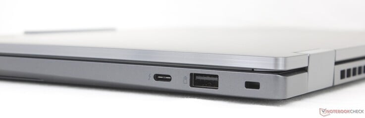 右侧：USB-C Thunderbolt 4（支持 DisplayPort 2.1 及 Power Delivery 充电功能（65 W））、USB-A（5 Gbps）、Kensington 锁孔