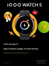 iQOO Watch 5 智能手表的续航时间长达 22 天。(图片来源：iQOO 通过微博，机译）