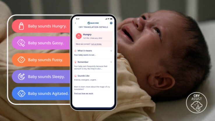 See Pro 360° 婴儿监视器采用 Zoundream AI 婴儿哭声解读技术，帮助简化新生儿父母的生活。(来源：Maxi-Cosi）