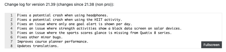 Garmin Fenix 8 测试版 21.39 变更日志