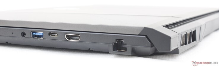 右边：3.5毫米耳机，USB-A 3.2 Gen. 1，USB-C 3.2 Gen. 1，HDMI（4K60）。