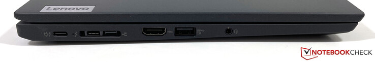 左侧：2个USB-C和雷电4（USB 4，40Gbps，PowerDelivery 3.0，DisplayPort 1.4a），以太网扩展，HDMI 2.0，USB-A 3.2 Gen.1，3.5毫米立体声插孔