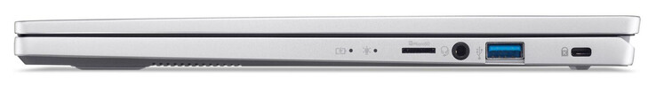 右侧MicroSD 读卡器、音频组合、USB 3.2 Gen 1 (USB-A)、Kensington 锁插槽