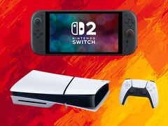 Switch 2 和 PS5 游戏机以西班牙国旗的颜色示人（图片来源：任天堂美国公司、索尼 PlayStation 经编辑）