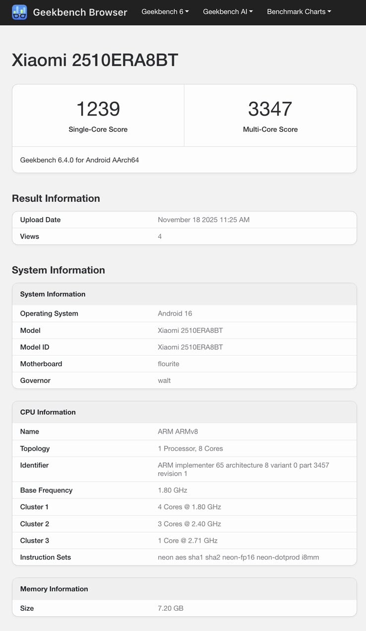 (图片来源:Geekbench)