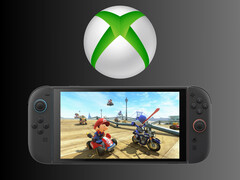 Switch 2 控制台上方的 Xbox 徽标（图片来源：微软 Xbox Gaming、任天堂美国公司）