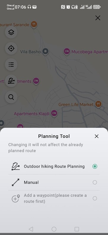 Zepp 应用程序中 Amazfit 路线规划功能的截图。(图片来源：Notebookcheck）