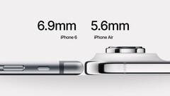 iPhone Air：Apple 与 iPhone 6 相比，这款史上最薄的手机似乎并不那么薄，但它可能更坚固耐用。(图片来源：Reddit）