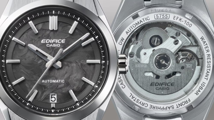卡西欧 Edifice EFK100 手表采用透明底盖（如图）。(图片来源：卡西欧）