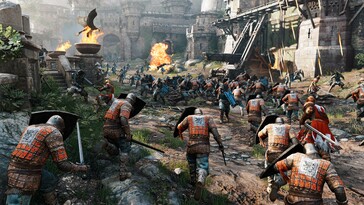 来自游戏 ForHonor 的图片，显示了一场战斗。(图片来源：Steam）
