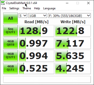 CrystalDiskMark 6 - 2TB 5400 RPM SATA硬盘