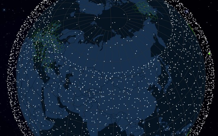 Starlink 卫星位置。(图片来源：satellitemap.space）