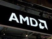AMD 标志。该公司近期首次实现了 1 万亿美元的市值。