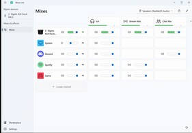 左侧为信号源(硬件/软件),右侧为分配给混音的信号源