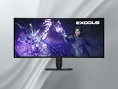 展示的 Alienware AW3926QW 5K OLED 显示器正面