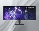 展示的 Alienware AW3926QW 5K OLED 显示器正面