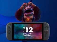 一脸委屈的大金刚站在 Switch 2 控制台后面（图片来源：任天堂美国公司，有编辑）
