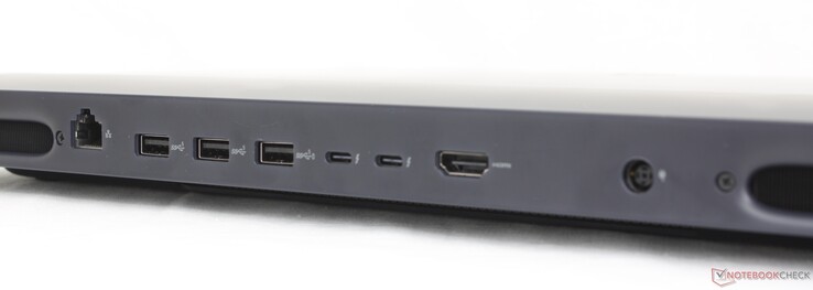 后部RJ-45 (5 Gbps)、3x USB-A 3.2 Gen.1、2x Thunderbolt 5 w/ DisplayPort 2.1 + Power Delivery、HDMI 2.1、交流适配器