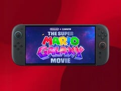 Switch 2 控制台上正在播放的《超级马里奥Galaxy 电影》（图片来源：Illumination、任天堂美国公司，有编辑）。