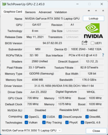 GPU-Z NvidiaGeForce RTX 3050 Ti