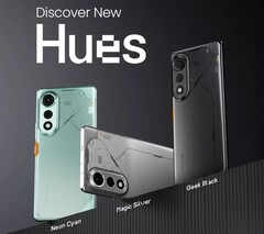 Tecno Pova Curve 5G 有魔幻银、霓虹青和极客黑三种配色（图片来源：Tecno）