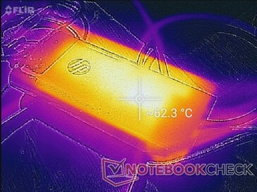 在紧张的处理条件下，交流适配器可以达到62℃以上