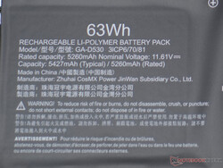 Gigabyte Aero 14 OLED的63Wh电池