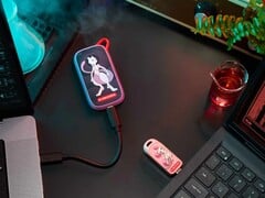 图中所示的《宝可梦》30周年纪念版SANDISK超梦便携式固态硬盘和超梦USB-C闪存盘
