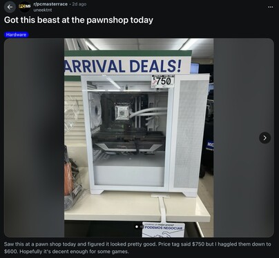 u/uneektnt 在典当行获得了一笔惊人的交易。(图片来源：uneektnt via Reddit）