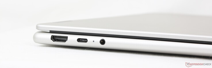 左:HDMI(4K 60 Hz)、USB-C(10 Gbps)w/DisplayPort 2.1 + Power Delivery、3.5 毫米耳机