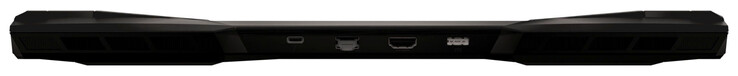 背面。雷电4（USB-C；DisplayPort），2.5Gb/s以太网，HDMI，AC适配器