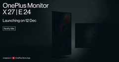 OnePlus显示器X 27和E 24都将在12月12日推出。(图片来源：OnePlus)