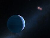 显示一颗系外行星和两颗红星的插图。