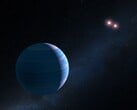显示一颗系外行星和两颗红星的插图。