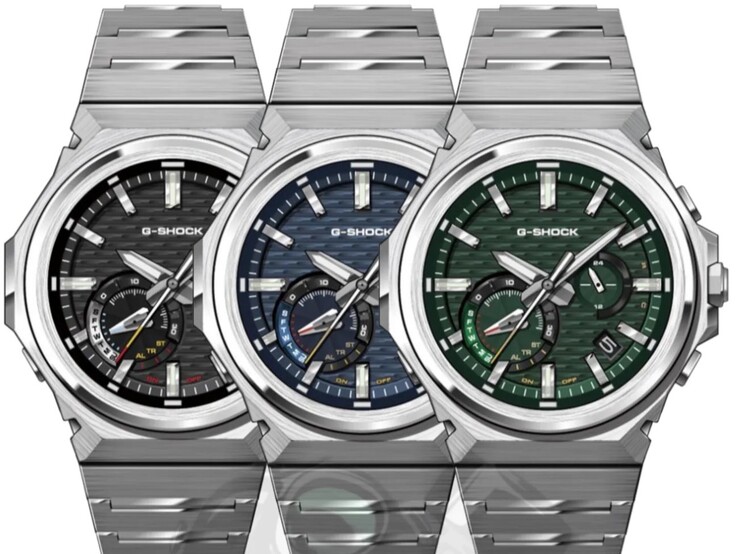 从左至右：卡西欧 G-Shock GSTB1000D-1A、GSTB1000D-2A 和 GSTB1000D-3A 手表。(图片来源：卡西欧）
