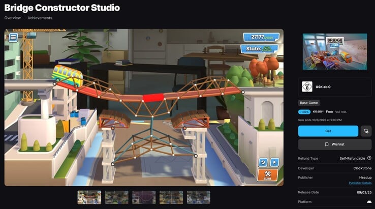 在 Epic Games Store 免费获取 Bridge Constructor Studio。