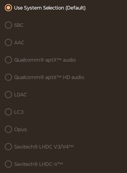 可用的蓝牙音频编解码器